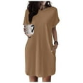 thumbnail image 6 of Women Soft T Shirt Dress Short Sleeve Casual Summer Tunic Dress Loose Loose Dress With Pockets Women's Long Casual Dresses Woman Summer Casual Dress Womens Dresses Summer Dresses Midi Length Womens, 6 of 6
