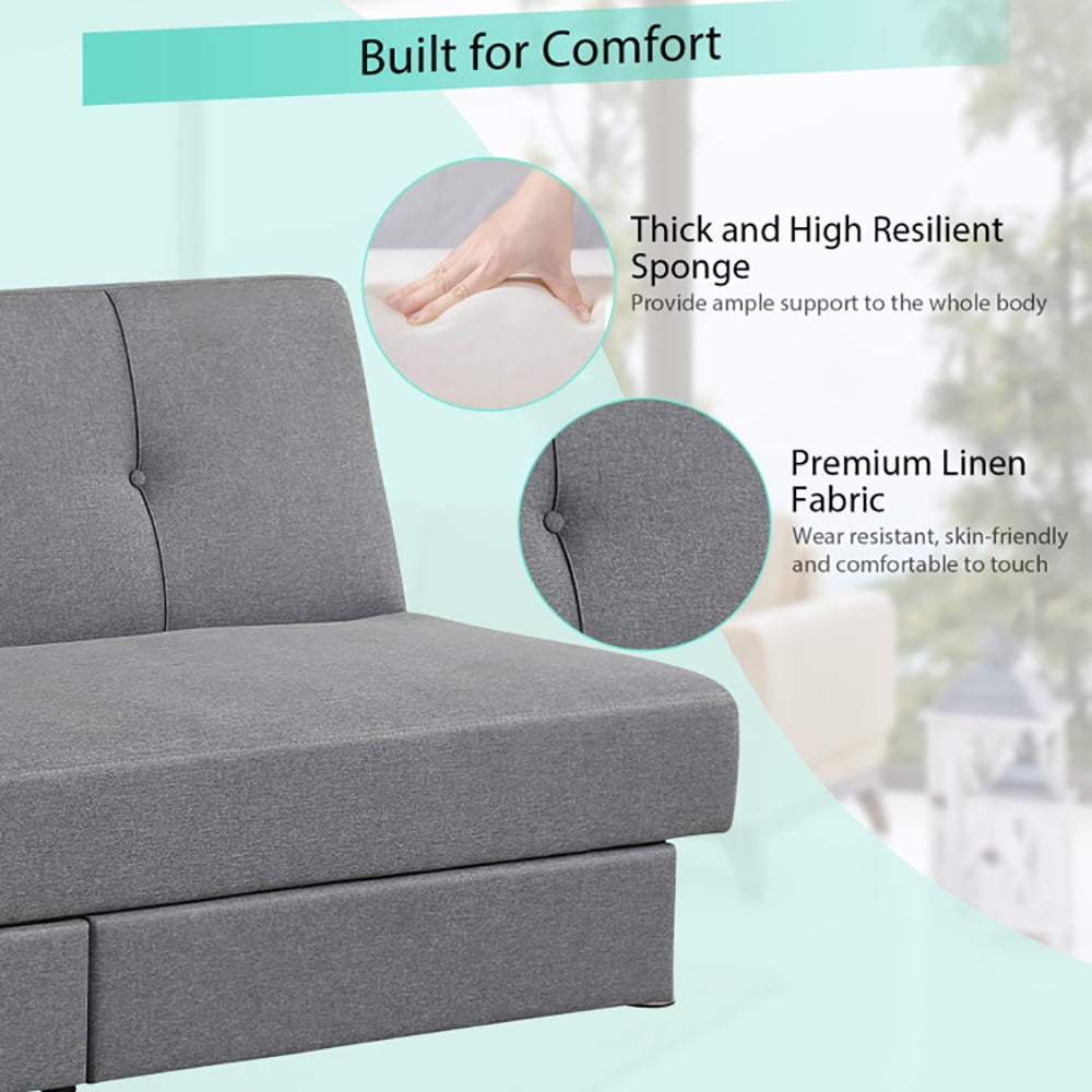 Finihen Convertible Sofa Bed, Modern Convertible Sleeper Couch, 3-Seat Convertible Sofa Bed with 2 Large Drawers and 3 Adjustable Angles, for Living Room, Gray Finihen Convertible Sofa Bed, Modern Convertible Sleeper Couch, 3-Seat Convertible Sofa Bed with 2 Large Drawers and 3 Adjustable Angles, for Living Room, Gray