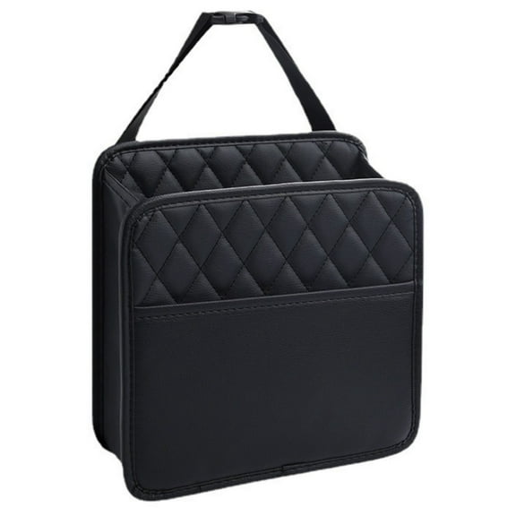 Car Back Seat Organizer, Kvago 1 Pack PU Leather Car Storage Bag, Hanging Backseat Car Organizer Car Travel Accessories for Adults & Kids (Black)