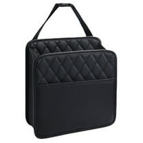Car Back Seat Organizer, Kvago 1 Pack PU Leather Car Storage Bag, Hanging Backseat Car Organizer Car Travel Accessories for Adults & Kids (Black)