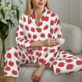 thumbnail image 5 of KLL Cartoon Strawberry Print Women's Long Sleeve Pajamas with Pants Sleepwear Loungewear 2 Set-Medium, 5 of 7