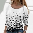 thumbnail image 2 of IROINNID Deals Ladies Long Sleeve T Shirts Crewneck Floral Flower Print Pullover Tops Blouse,White, 2 of 5