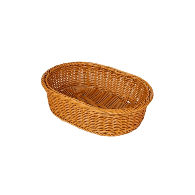 Multifunctional Woven Storage Basket for Fruits Vegetables Snacks Bread, Plastic Imitation Rattan Basket with Sturdy Handles, 13.8 x 10.24 x 4.33 Inches, Home Kitchen Cou