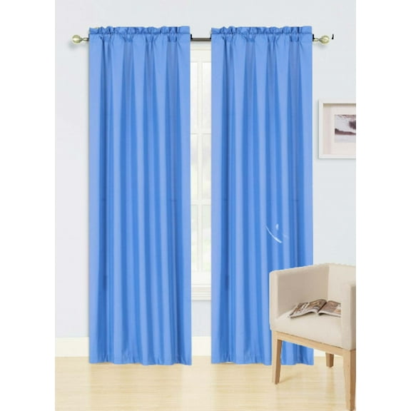 1 Single Panel Solid Foam Backing Lined Room Darkening Blackout Window Curtain Panel Treatment Drape Rod Pocket Matte in Different Sizes 84", ROYAL BLUE R64