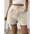 thumbnail image 2 of LWavelet Women's Floral Embroidery High Waisted Shorts Elegant Casual Summer Shorts for Date Daily Outings Khaki XL, 2 of 6