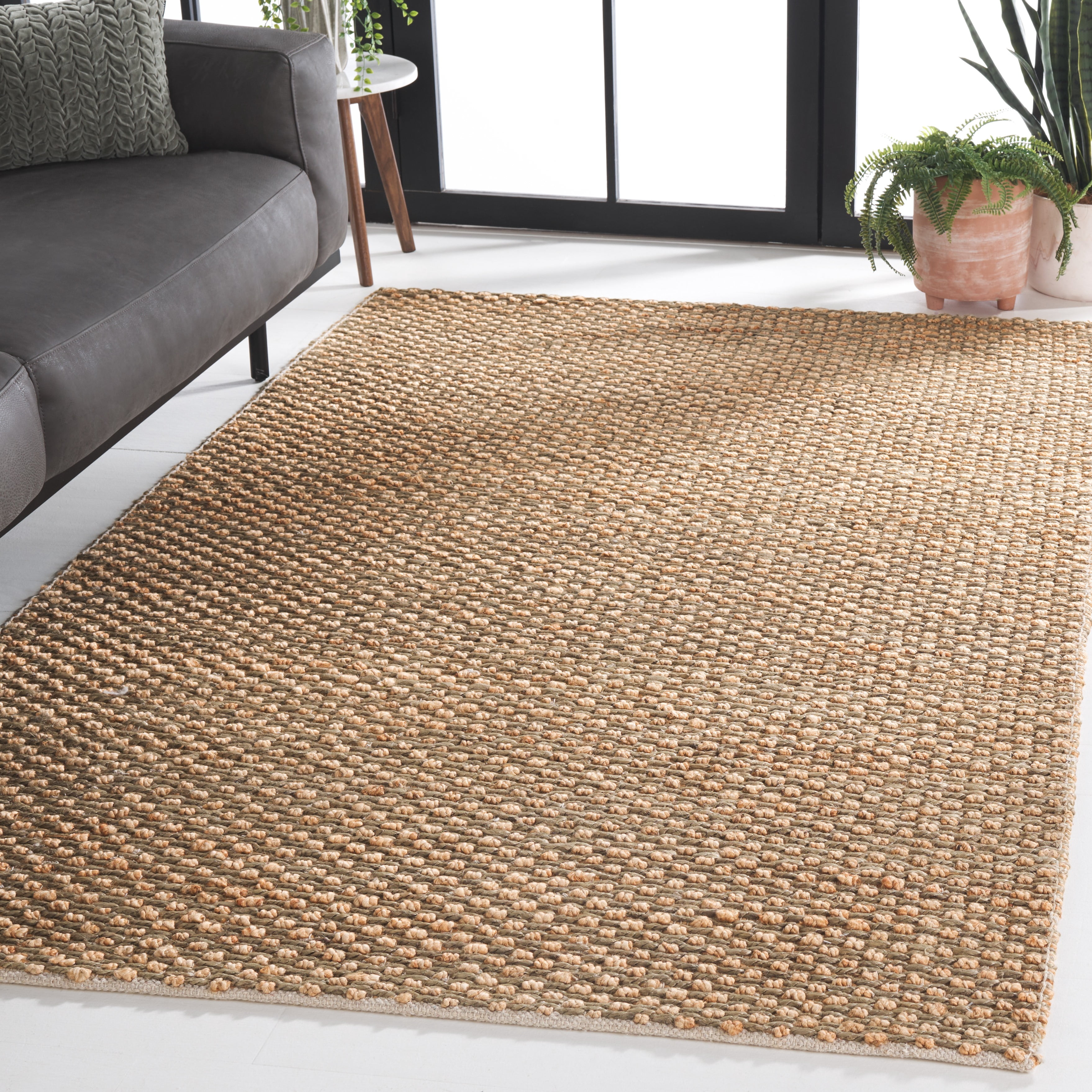 SAFAVIEH Natural Fiber Isador Abstract Area Rug, Natural/Green, 8' x 10'