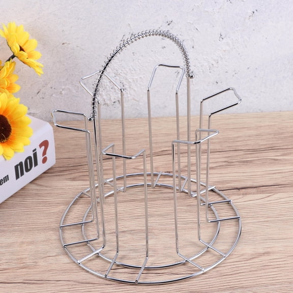 Worgeous 2 Pcs Stainless Steel Water Cup Holder Upside Down Wine Glass Holder Household Wine Glass Cup Drain Storage Tool (Tall Type, Silver)