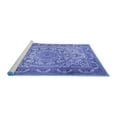 thumbnail image 2 of Ahgly Company Machine Washable Indoor Square Medallion Blue Traditional Area Rugs, 5' Square, 2 of 4