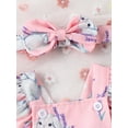 thumbnail image 5 of Elippeo Summer Easter Infant Baby Girl Outfits 3 6 9 12 18 Months Fly Sleeve Bunny Print Bodysuit + Bow Headband Clothes Set, 5 of 10