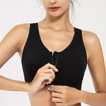 

Women s Zipper Front Sports Bra Wireless Post-Surgery Bra Active Yoga Sports Bras