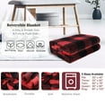 thumbnail image 4 of Plaid Soft Plush Fleece Blanket for Sofa Couch Bed, 60" x 78", Scarlet+Black, 4 of 8