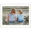 Trendy Decor4U "Boy and Girl Sitting" By Georgia Janisse, Printed Wall Art, Ready To Hang Framed Poster, White Frame - Finish:Multi-Finish:Multi