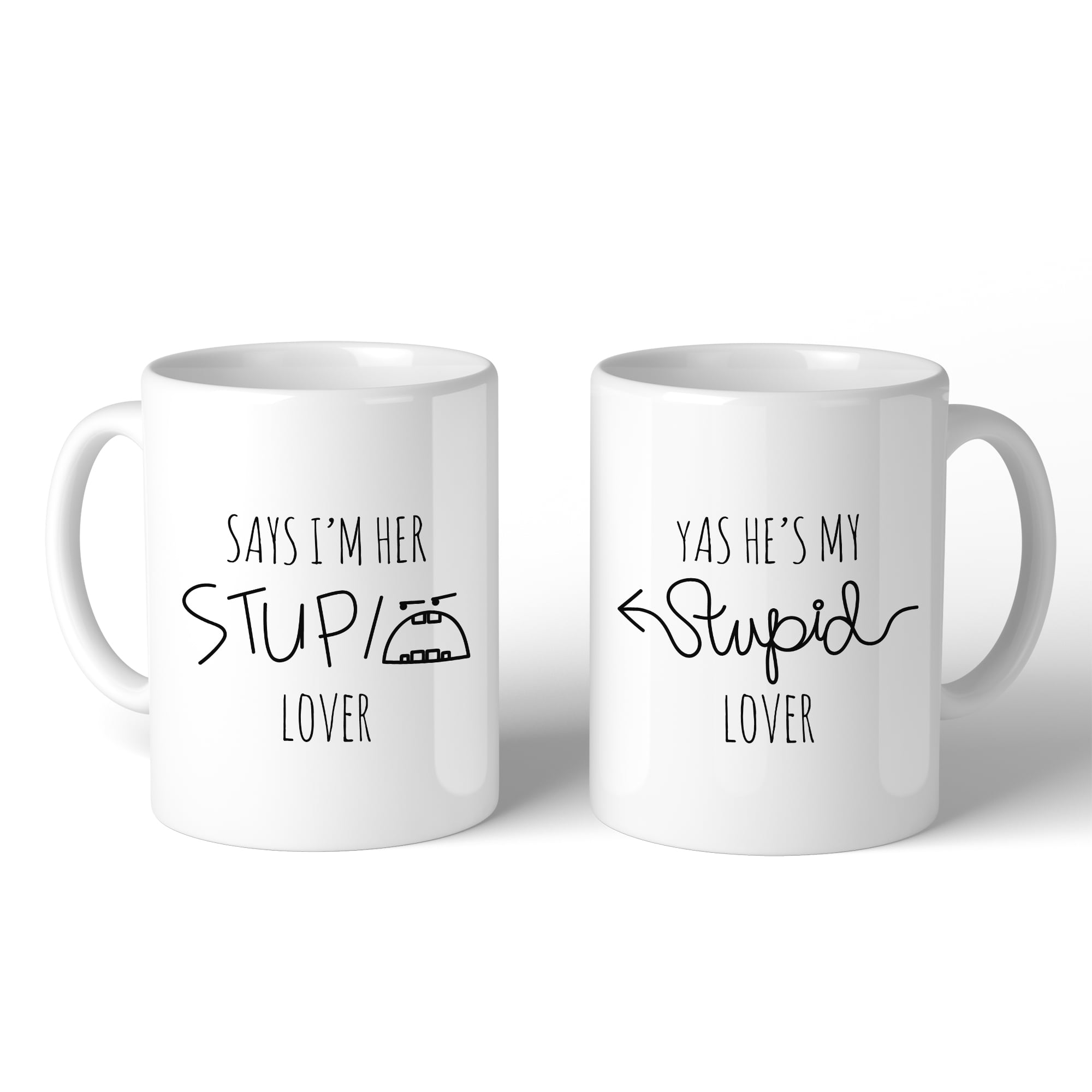 Stupid Lover White Couples Matching Coffee Mugs Cute Wedding Gifts