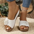 thumbnail image 2 of Flower Wedge Beach Slipper Sandals for Women 2025 Boho Casual Summer Women's Platform Walking Dress Slip on, 2 of 7