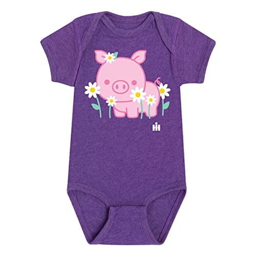 International Harvester Piglet with Daisies Infant Baby Girl One Piece Onesie Size Heather