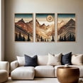 thumbnail image 4 of HPNIUB Large Mountain Framed Canvas Wall Art Tree Ring Rustic Desert Painting Brown Abstract Landscape Decor Set of 3 for Living Room Bedroom Office 24x36 Inch, 4 of 9