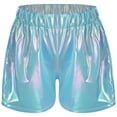thumbnail image 2 of TiaoBug Girls Sparkly Metallic Sport Shorts Jazz Hip Hop Cheerleading Dance Performance Costume Sky Blue 13-14, 2 of 7