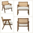 thumbnail image 3 of Garvee Modern Armchair, Upholstered Armchair with Rattan Backrest & Thick Polyester Cushion, White, 3 of 8