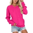 thumbnail image 1 of Chandail en Molleton Sans Capuche pour Femmes, Chandail Doux Thermique Confortable, Col Rond Surdimensionné avec Poches pour Confort Décontracté et Athlétique, 1 of 5