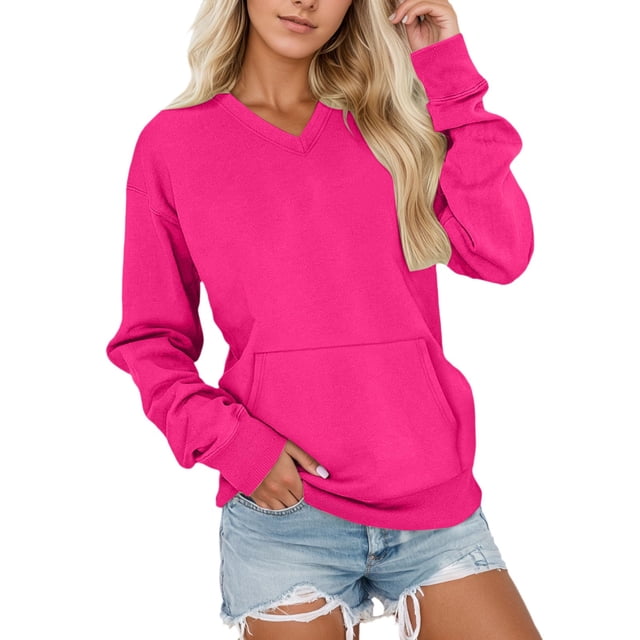Chandail en Molleton Sans Capuche pour Femmes, Chandail Doux Thermique Confortable, Col Rond Surdimensionné avec Poches pour Confort Décontracté et Athlétique