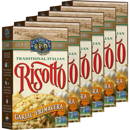 Lundberg Family Farms - Traditional Italian Risotto, Garlic Primavera, Convenient Side Dish, 20 Minute Cook Time, Pantry Staple, Sustainably Farmed, Non-GMO, Gluten-Free, Kosher Dairy (5.5 oz, 6-Pack)