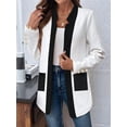 thumbnail image 4 of Long Sleeve - Collar Black and White Color Matching Jacket Outfit for Women Basic Fall Winter L, 4 of 9