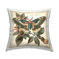 Stupell Industries Green Patterned Moth Decorative Printed Throw Pillow Design by Steve Huntziker.