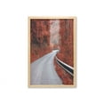 thumbnail image 1 of Fall Wall Art with Frame, Dreamy Asphalt Road with Mid Autumn Colors Nobody Surreal Highway Travel, Printed Fabric Poster for Bathroom Living Room, 23" x 35", Orange Pale Grey, by Ambesonne, 1 of 2