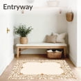 thumbnail image 3 of ODIKA 3'x5' Machine Washable Non-Slip Area Rug, Artisan Latticework with Baroque Leaf Filigree and Whispered Edges High Traffic Rug, Beige, 461194, 3 of 5