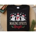 thumbnail image 2 of Making Spirits Bright Ghost Sweatshirt, Funny Christmas Ghost Embroidered Shirt, Spooky Cute Holiday Crewneck, Halloween Xmas Sweater, 2 of 5