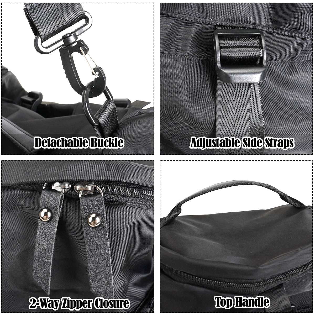 Deago Gym Bag for Men and Women Sports Duffle Bag Travel Backpack Weekender Overnight Bag with Shoes Compartment and Wet Pocket Black
