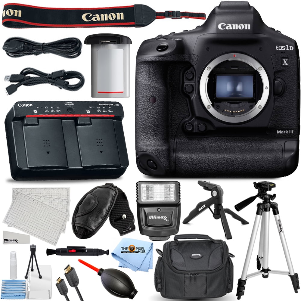 Canon EOS-1D X Mark III DSLR Camera (Body Only) 3829C005 + Flash + Tripod  Bundle