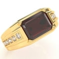 thumbnail image 2 of Men's Garnet Diamond Channel Ring In Solid 14k Yellow Gold, 2 of 6