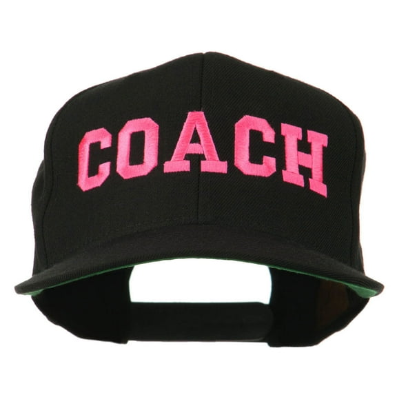 Women's Coach Embroidered Flat Bill Cap - Black OSFM