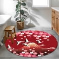 thumbnail image 4 of Red Mountains Round Rug 4ft Washable Circle Entryway Rugs Non Slip Modern Aesthetic Cherry Blossoms Cranes Area Rug Indoor Floor Carpet for Bedroom Kitchen Living Room Home Office Dining Room Nursery, 4 of 8