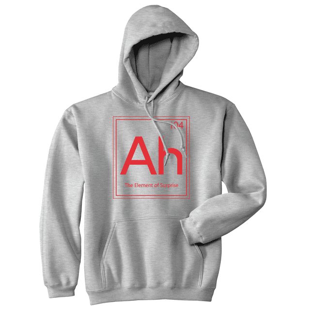 Ah The Element Of Surprise Sweatshirt Funny Periodic Table Hoodie (Heather Grey) - 3XL