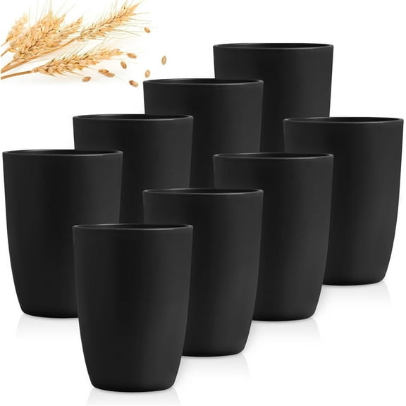 8 PCS Reusable Black Plastic Cup,Dishwasher Safe Cup for Kitchen,Household Unbreakable Drinking Cup,Large Capacity Matte Water Cup,Dishwasher Safe Lightweight Tumbler for Party