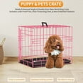thumbnail image 3 of Favory18 Inch Dog Crate Kennel for Small Dogs Metal Cage Single-Door Folding Travel Indoor Outdoor Puppy Playpen with Divider and Handle Plastic Tray,Pink, 3 of 9