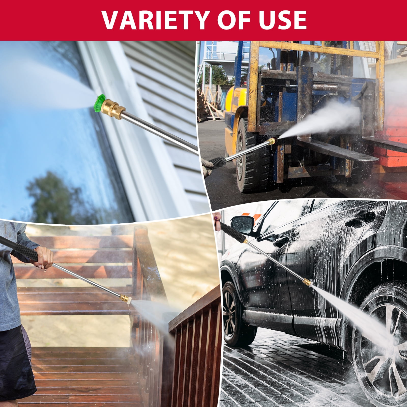 PowerSmart Gas Pressure Washer, 212cc, 3400PSI, 2.5GPM, 10-inch Wheel, for Cars/ Fences Cleaning