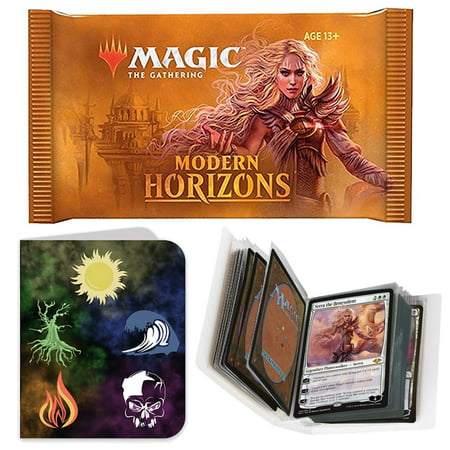 Totem World 1 Booster Pack of Magic The Gathering Modern Horizons with a Totem Mana Land Symbol Mini Binder Collectors Album - One MTG Pack for MH1 Booster Draft (Mtg Best Lands In Modern)