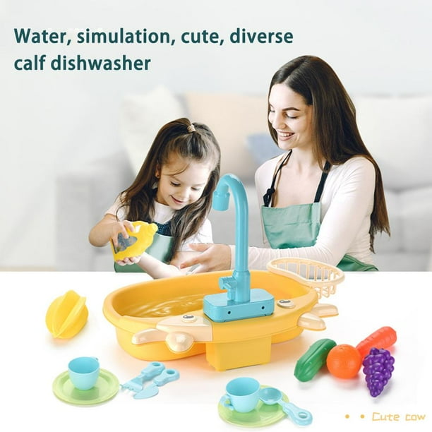 CUTE STONE – Fregadero De Juguete Con Agua Corriente, Incluye Comida Y Utensilios, Juego De Rol Para Niños De 3 A 8 Años