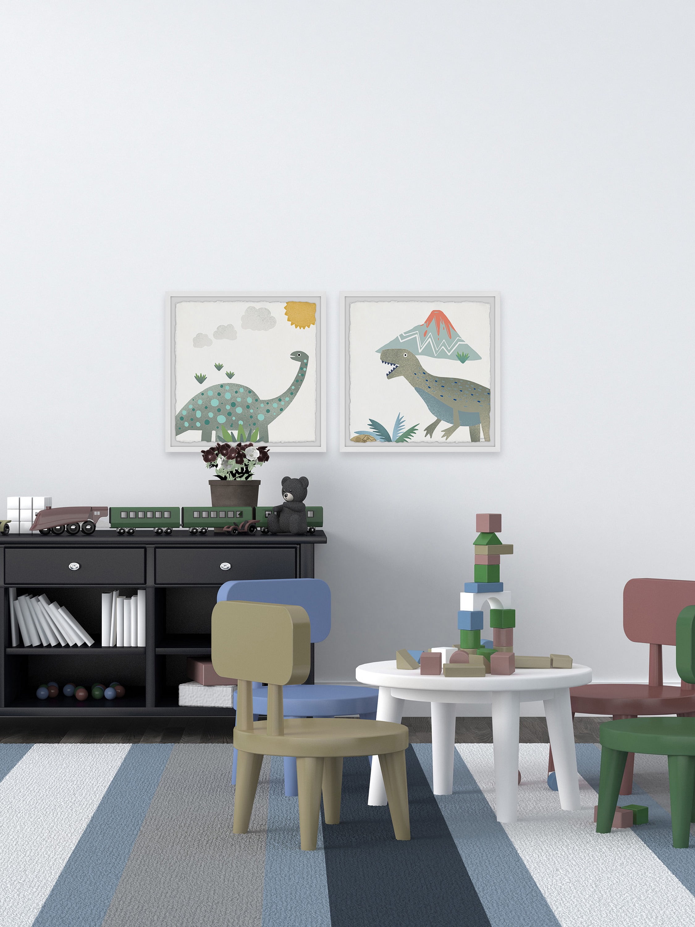 Marmont Hill Printed Dinosaurs Framed Art Prints, Set of 2