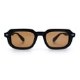 thumbnail image 4 of Vintage Vibe Narrow Rectangle Hipster Hustler Fashion Sunglasses Matte Black - Brown, 4 of 8