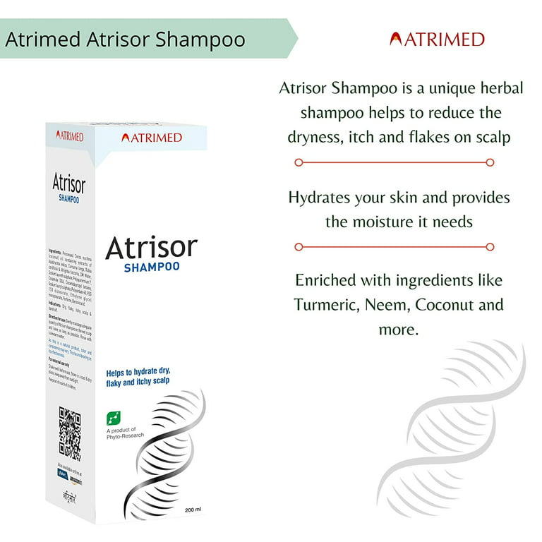 ATRIMED Atrisor Shampoo for Psoriasis, Dry, Itchy, Flaky Scalp (Pack of 2, 200 ml) -