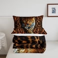 thumbnail image 5 of Safari Cheetah Bedding Set Queen Brown Leopard Print Comforter Set, Wild Jungle Animal Duvet Insert Woodland Wildlife Down Comforter, Brown Black Bedding Comforter Sets Ultra Soft 3pcs, 5 of 6