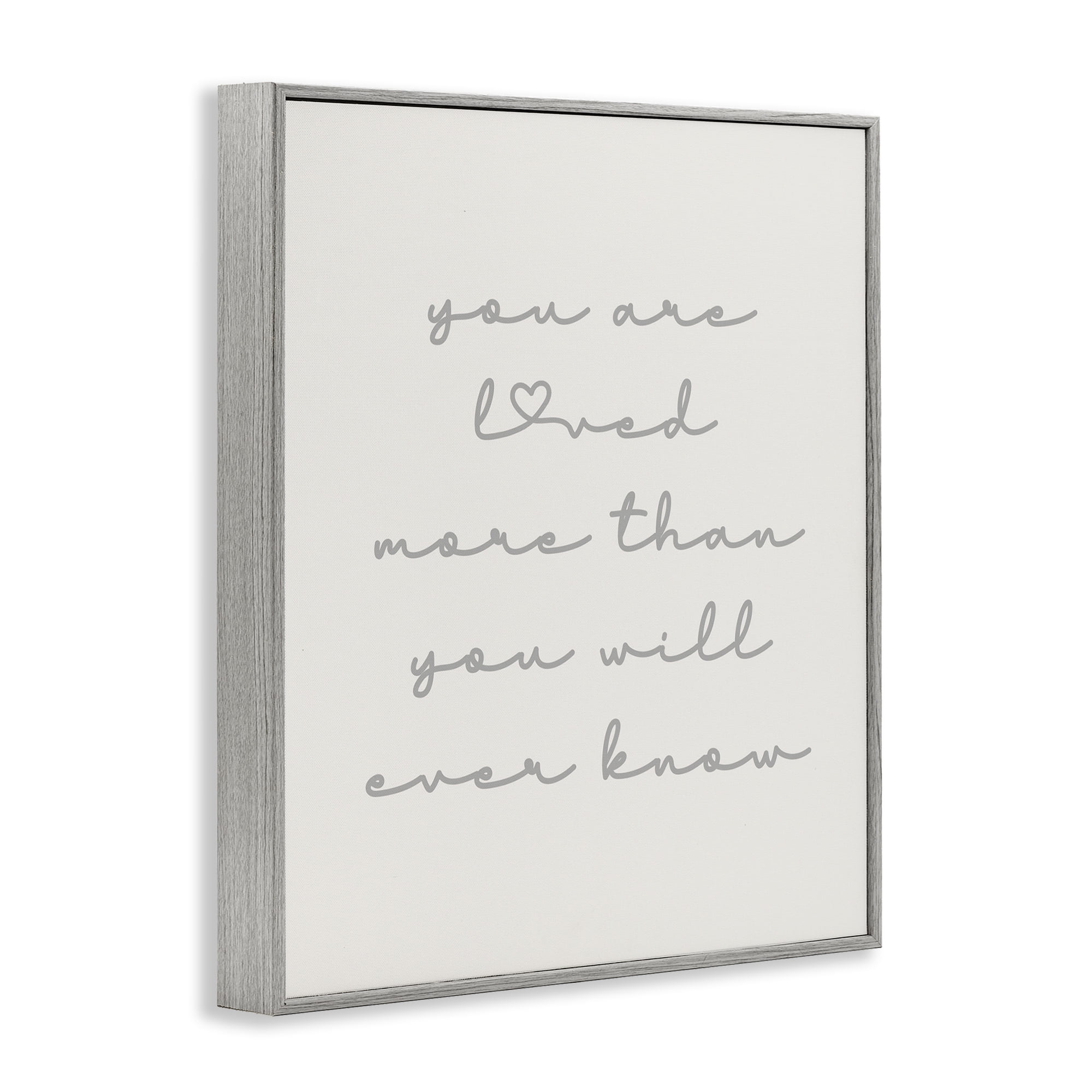 Stupell Industries Minimal You Are Loved Typography Painting Gray Framed Art Print Wall Art, 16 x 20