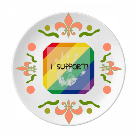 

LGBT Rainbow Flag I Support Flower Ceramics Plate Tableware Dinner Dish