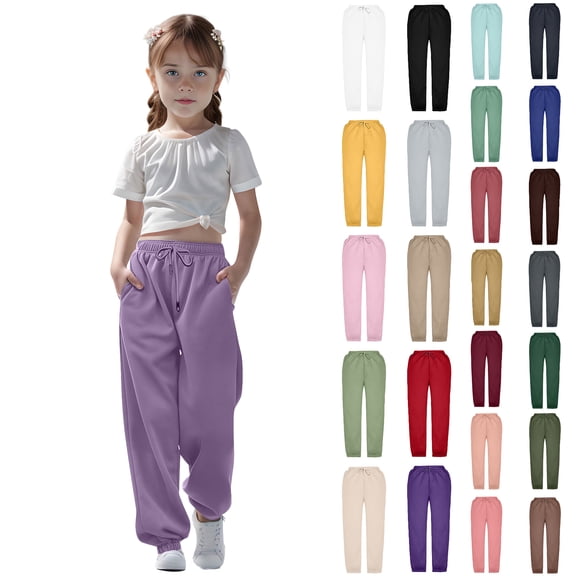 Asxite Toddler Casual Loose Sweatpants Winter Pants Solid 3-15 Y