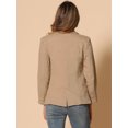 thumbnail image 3 of DARING DIVA Women's Notched Lapel Denim Blazer Work Pad Jean Jackets XS Khaki, 3 of 6