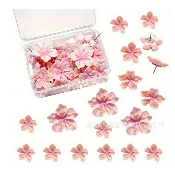 WEUVEB Floral Resin Push Pins Decorative Thumb Tacks for Home Office Use, 20 Pieces